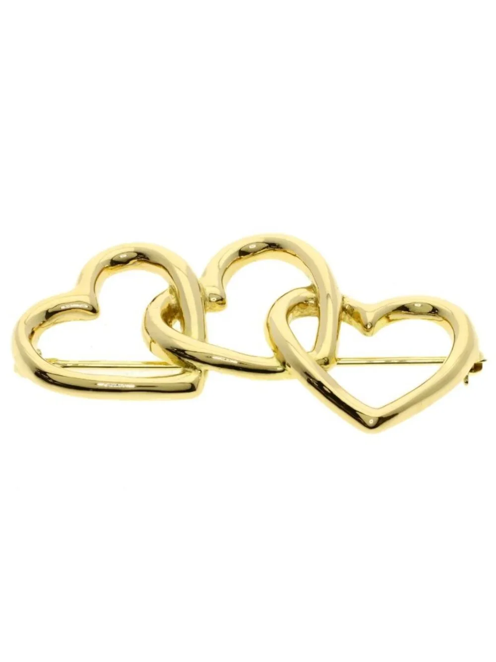 Tiffany & Co Triple Heart Brooch 18k Yellow Gold